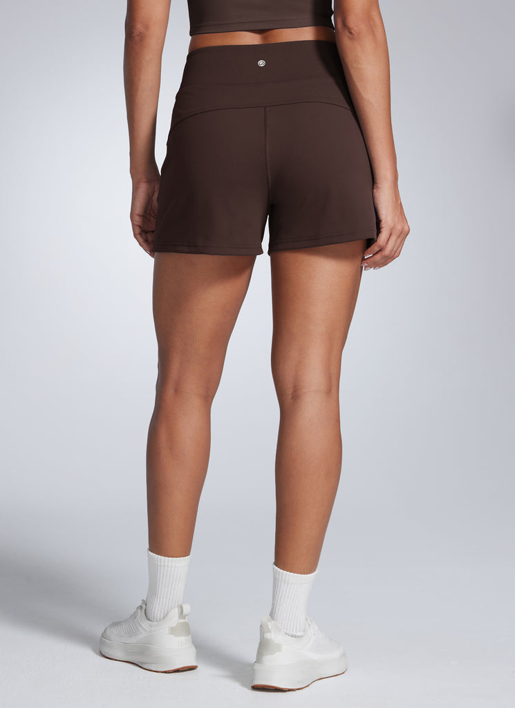 CRZ YOGA Women's Butterbreeze High Rise Pocket Linerless Short 3.5'' Hot Fudge Brown