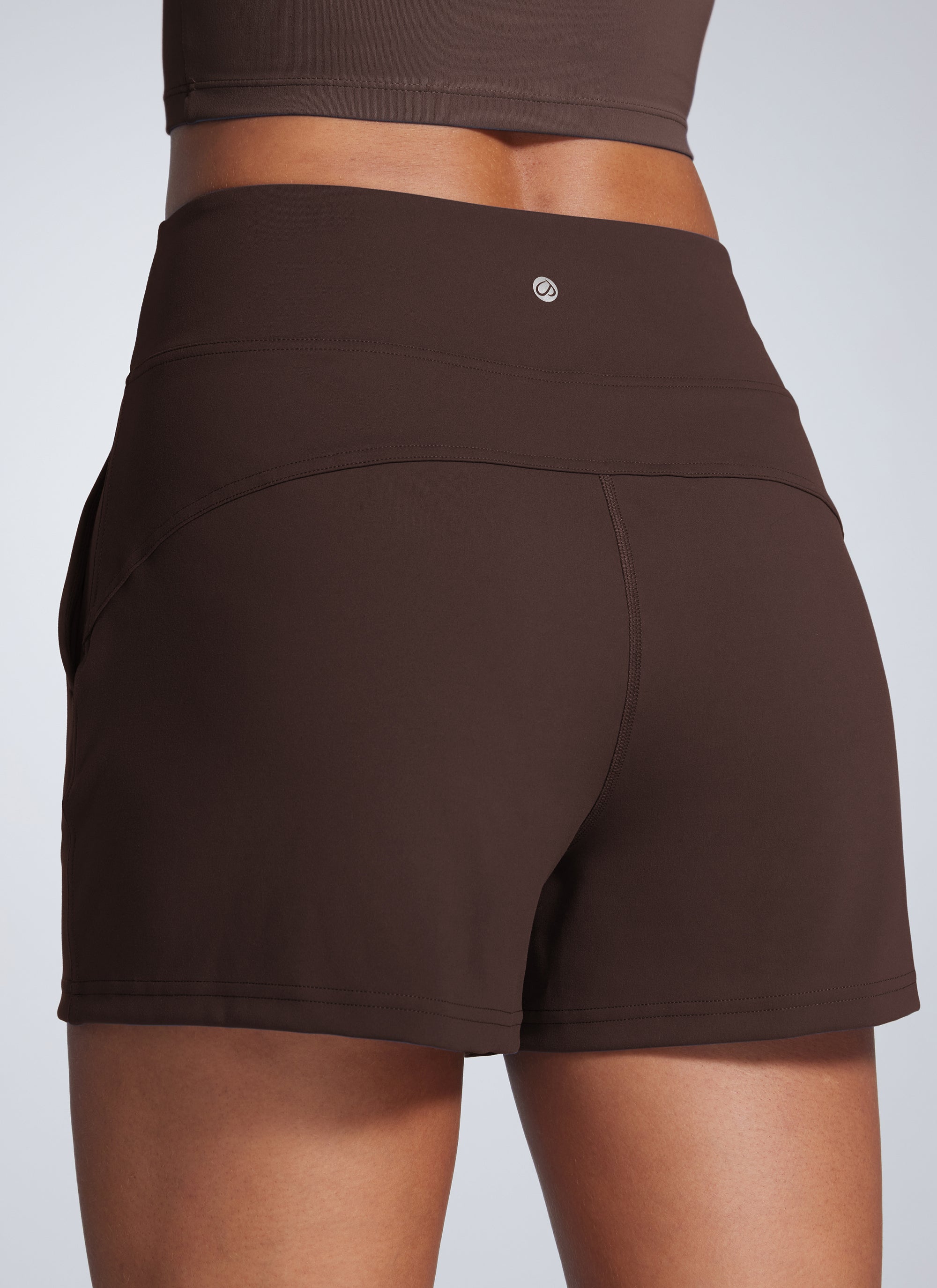 CRZ YOGA Women's Butterbreeze High Rise Pocket Linerless Short 3.5'' Hot Fudge Brown