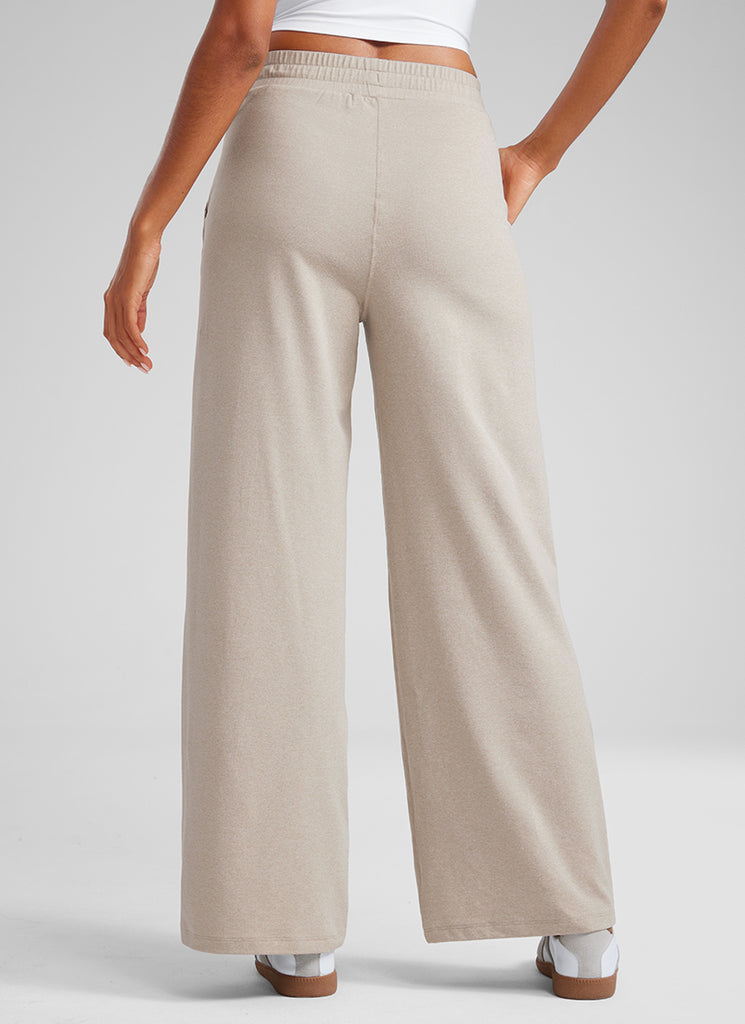 CRZ YOGA Cloud Jersey Wide Leg Sweatpants Women 30” with Pockets Mojave Tan