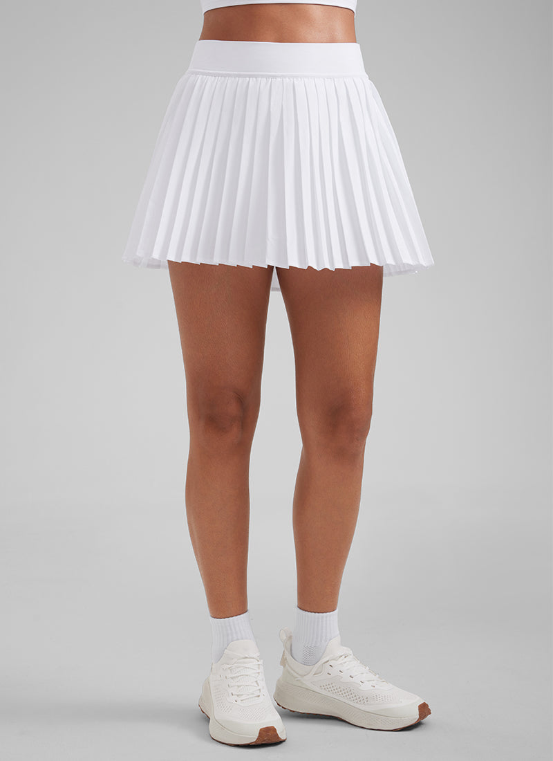 CRZ YOGA Women's Skort Tennis Mini Pleated High Rise Tennis Skirt 14'' White