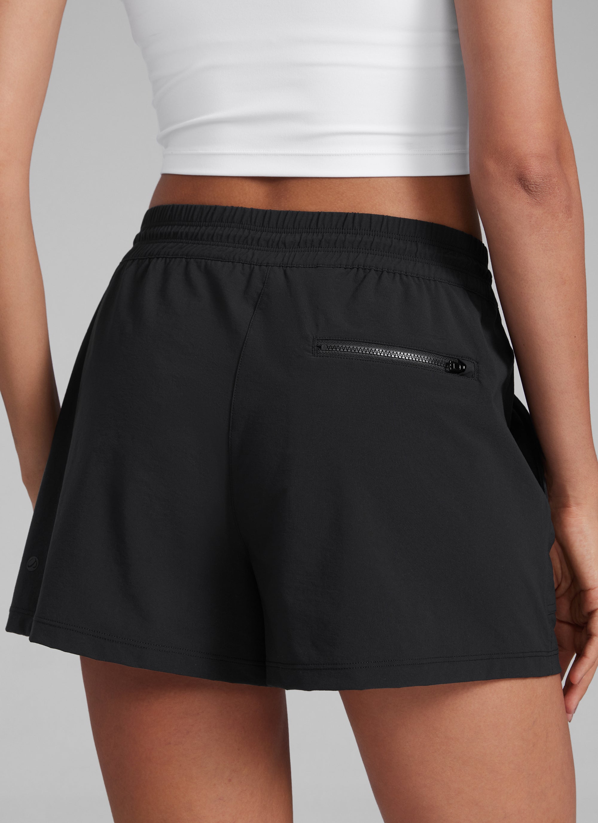 CRZYOGA Women's Lightweight Stretch Water-Repellent Hiking Pocket Short 3'' Black