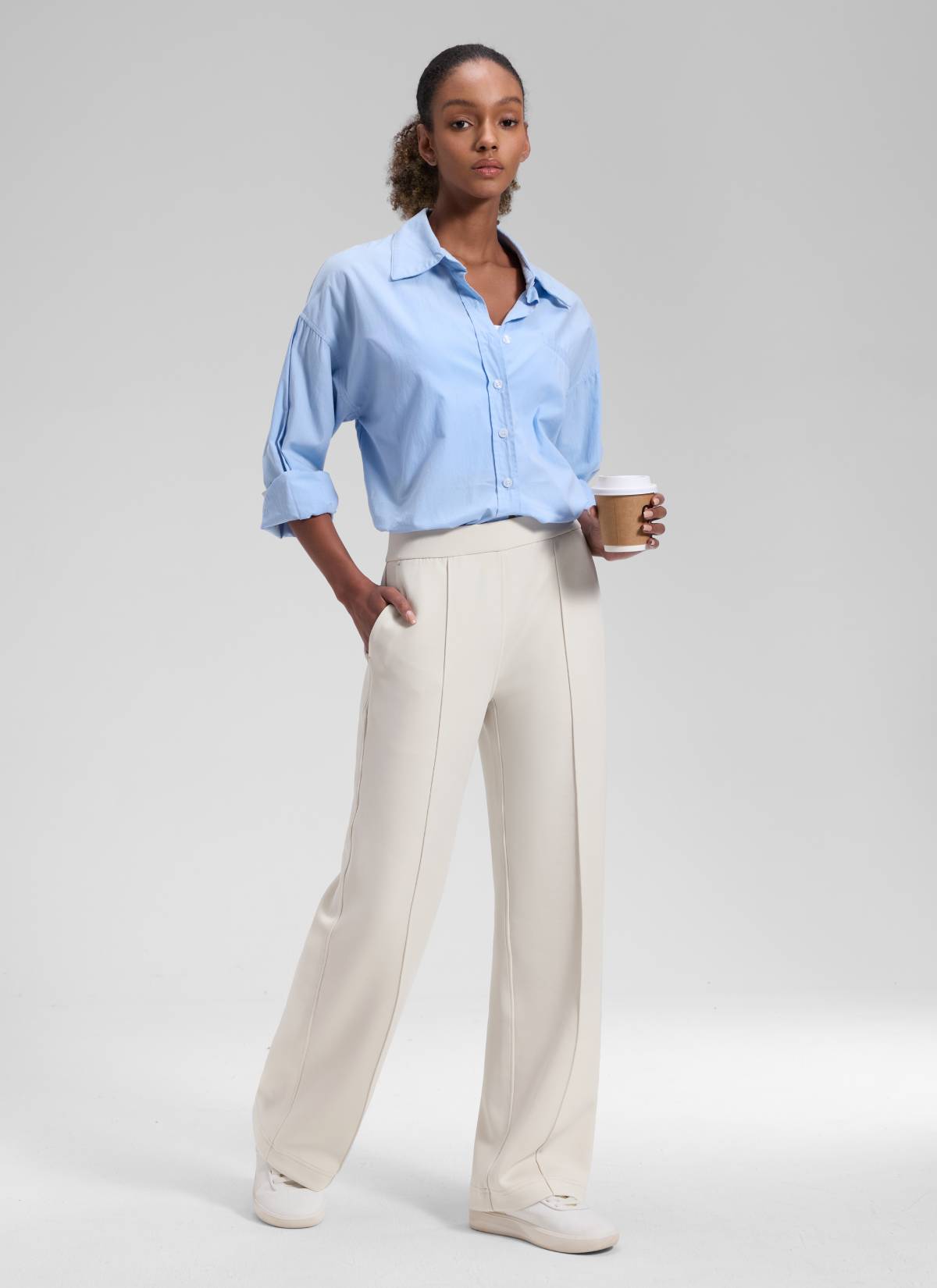 CRZ YOGA Women's SoftAura Casual Mid Rise Pocket Straight Leg Pant 30