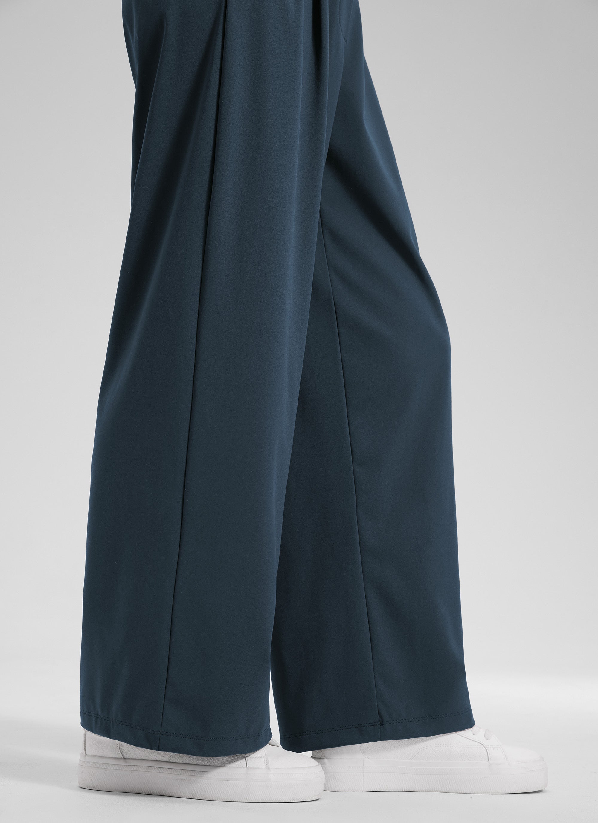 CRZ YOGA Women's Business High Rise Drawstring Pocket Wide Leg Pant True Navy