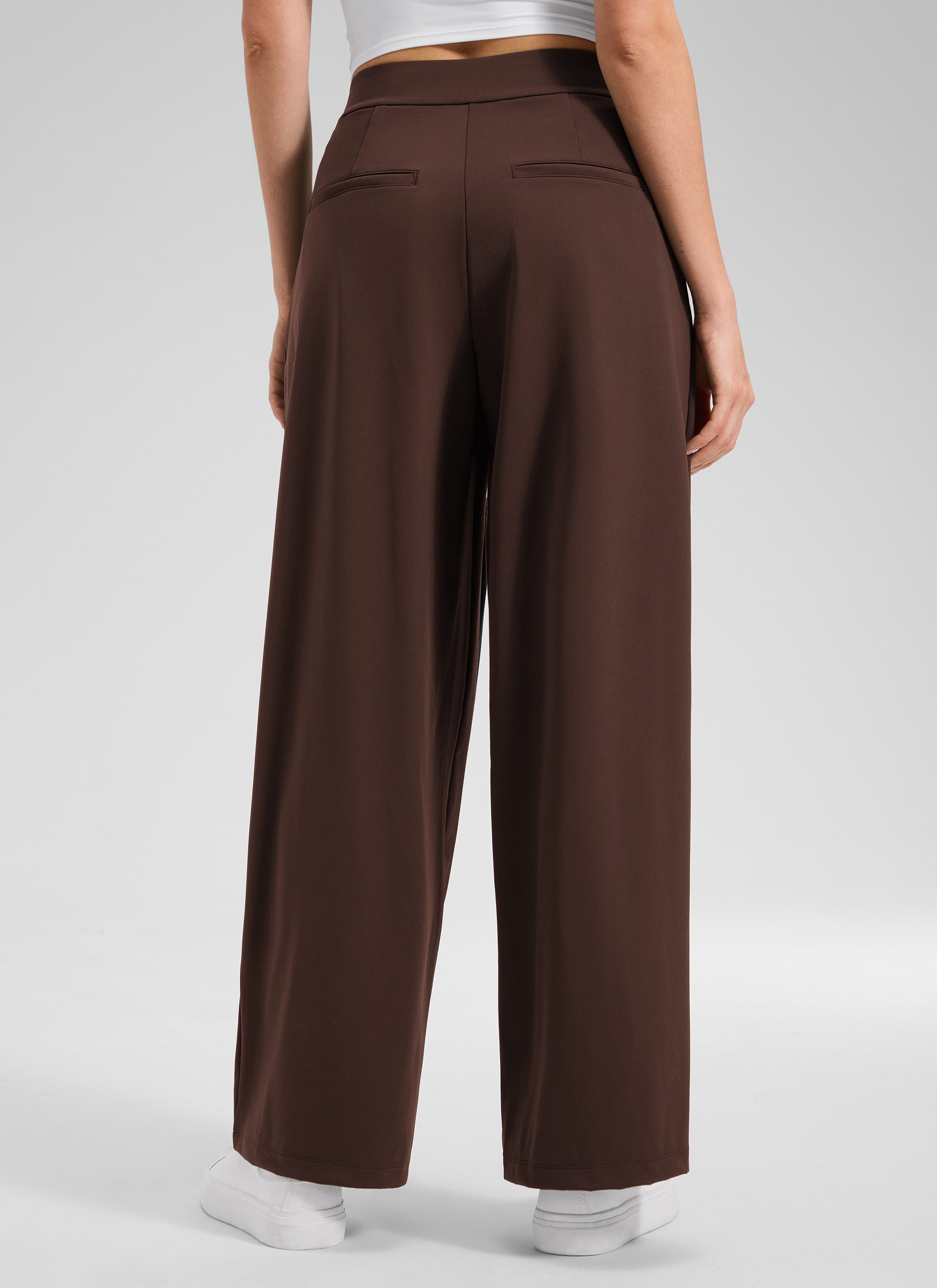 CRZ YOGA Women's Business High Rise Drawstring Pocket Wide Leg Pant Lava Brown