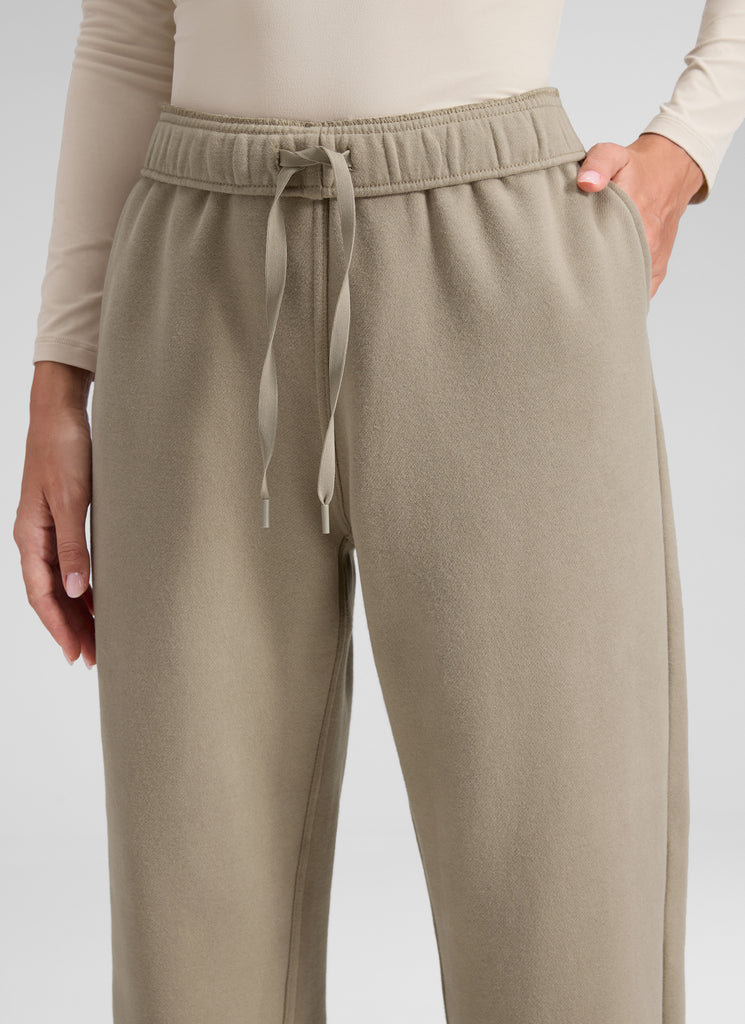 CRZ YOGA Women's Fleece Lined High Rise Drastring Pocket Sweatpants Oak