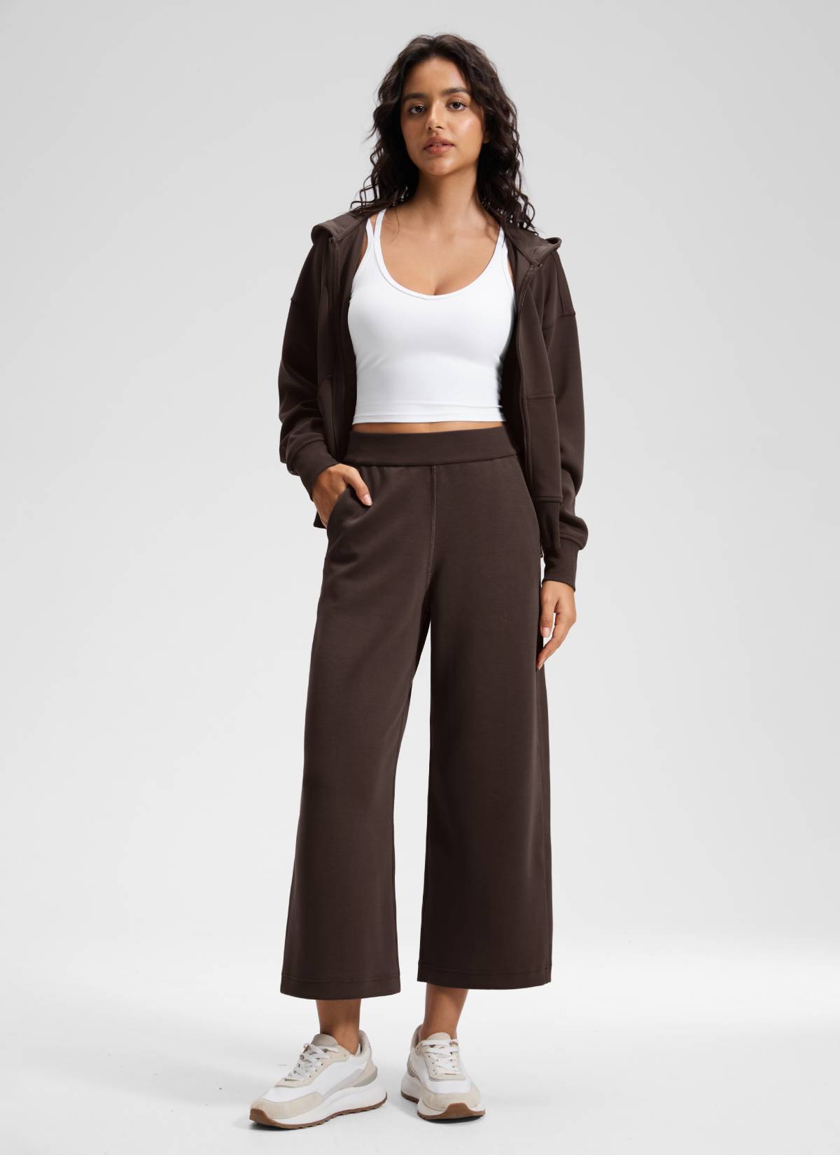 CRZ YOGA Women's SoftAura Casual High Rise Wide Leg Cropped Pant 25