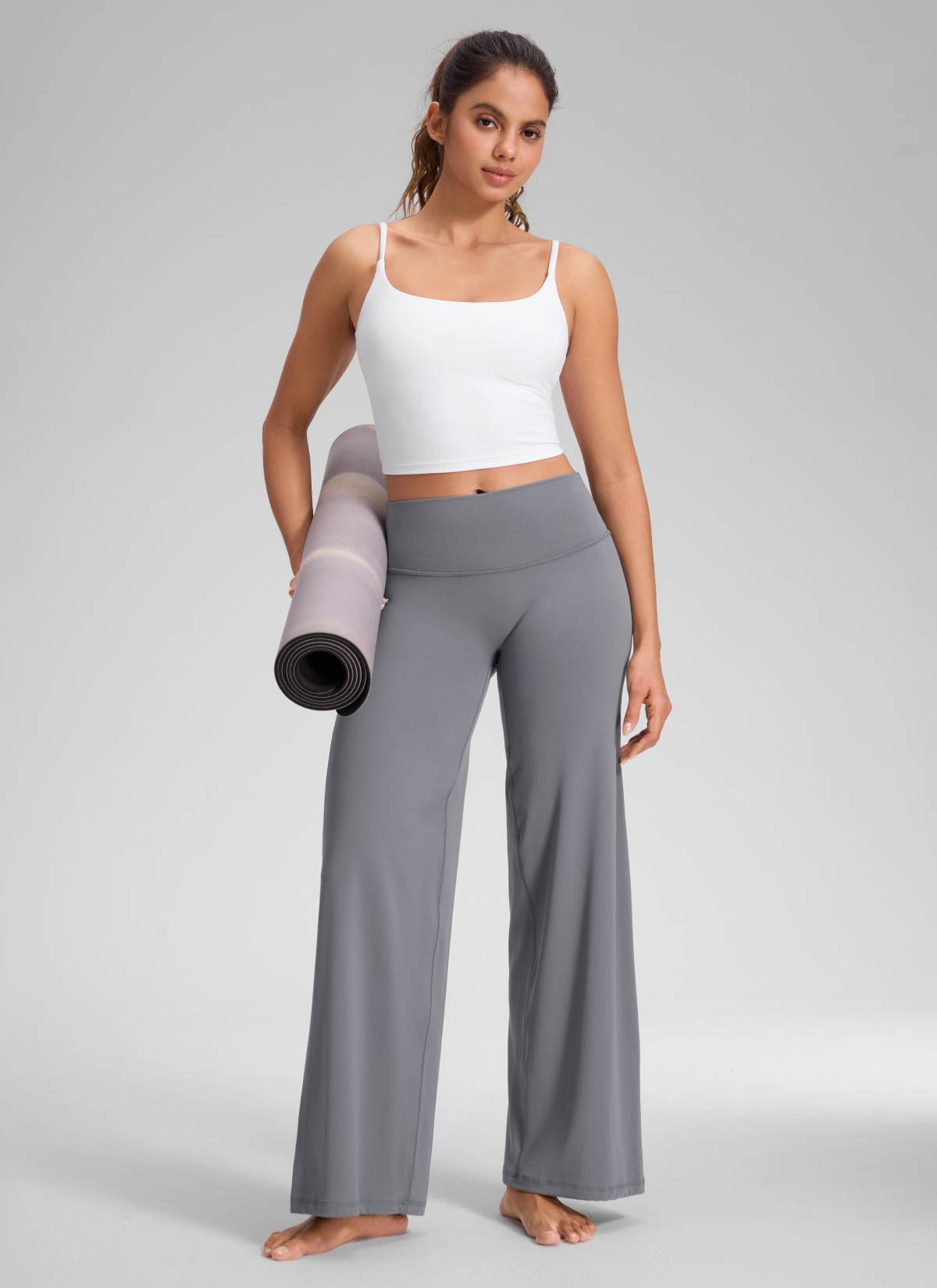 CRZ YOGA Women's Softretch Workout No Front Seam Wide Leg Pant 28