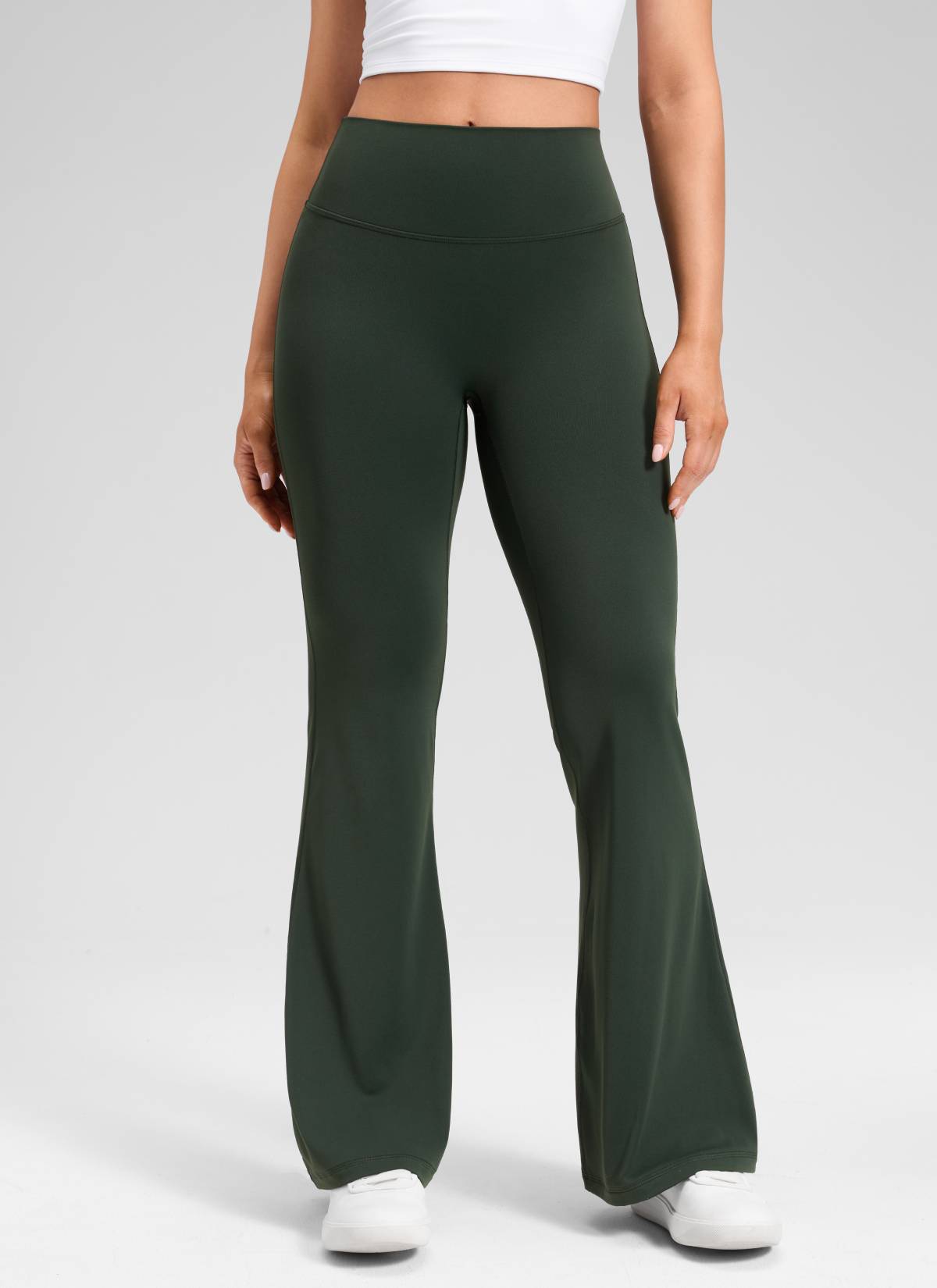 CRZ YOGA Women's Softretch High Rise No Front Seam Flare Legging 31