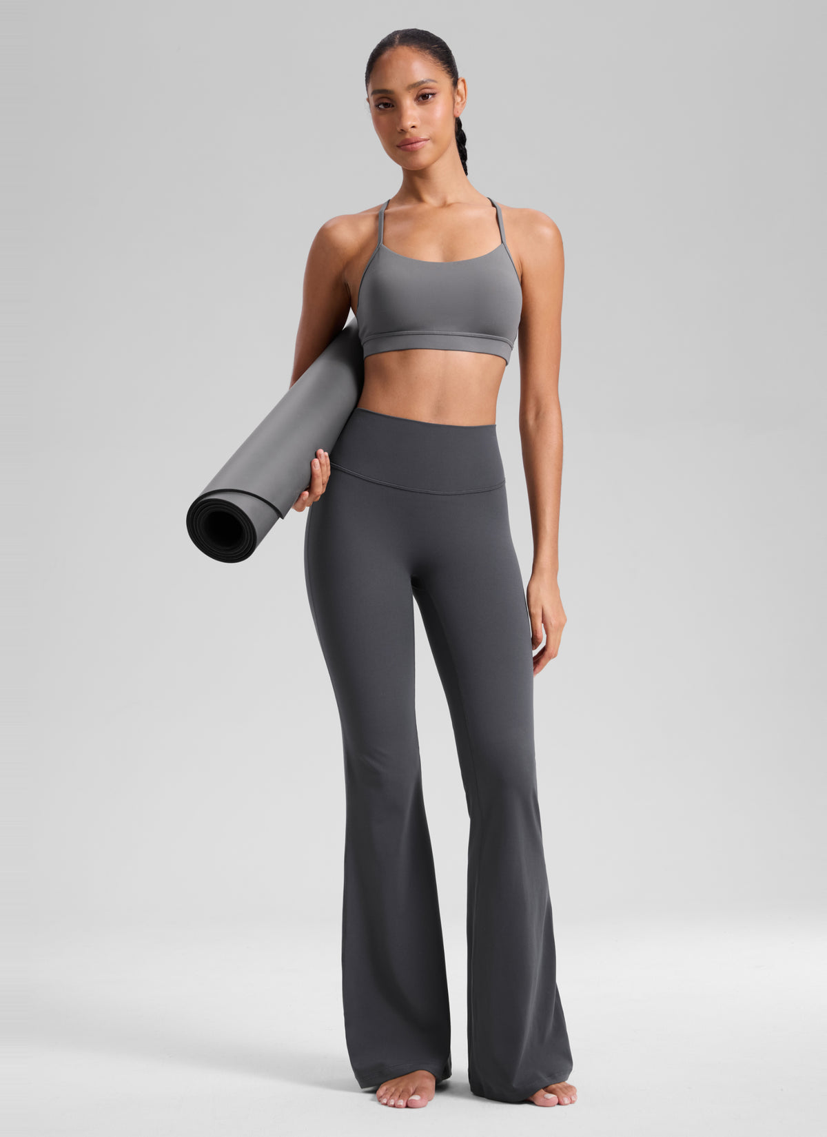 CRZ YOGA Women's Softretch High Rise No Front Seam Flare Legging 33