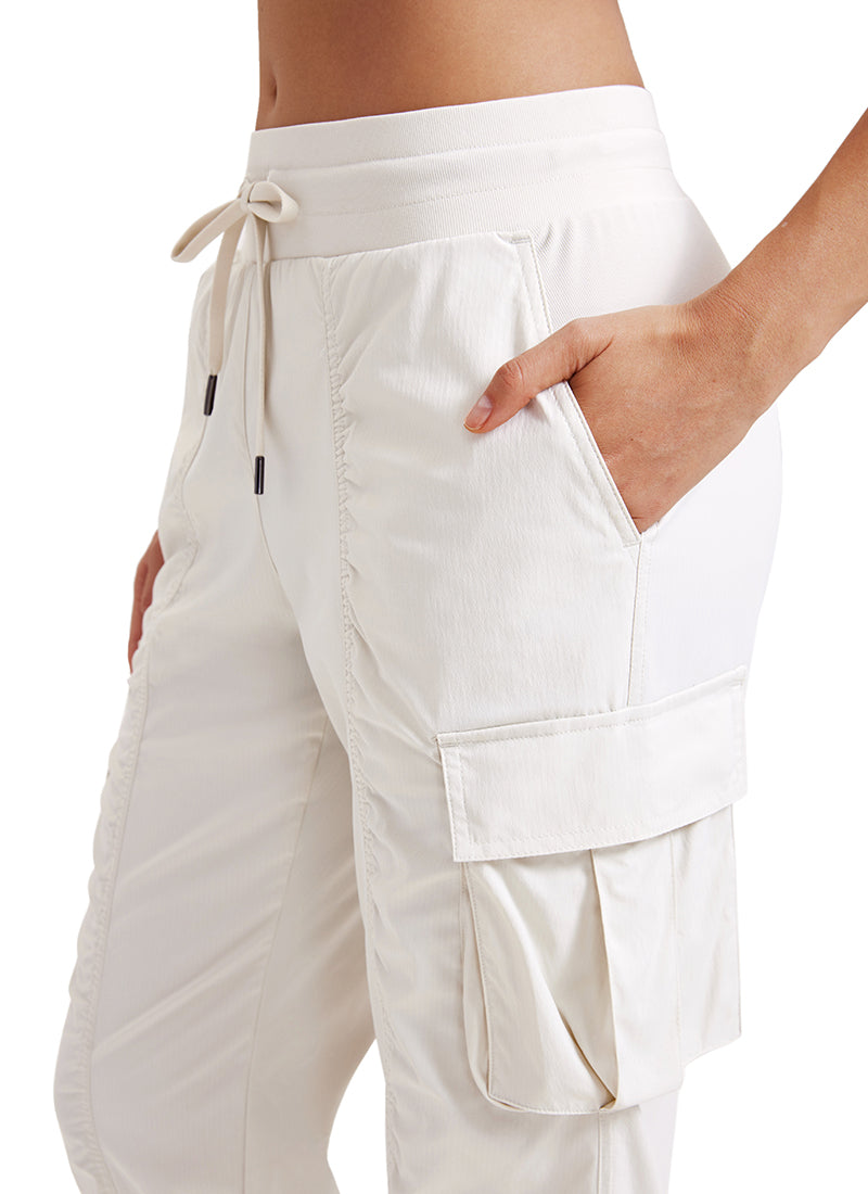 CRZ YOGA Women's Lightweight Running Classic Fit Ruched Joggers 28.5'' Milky White