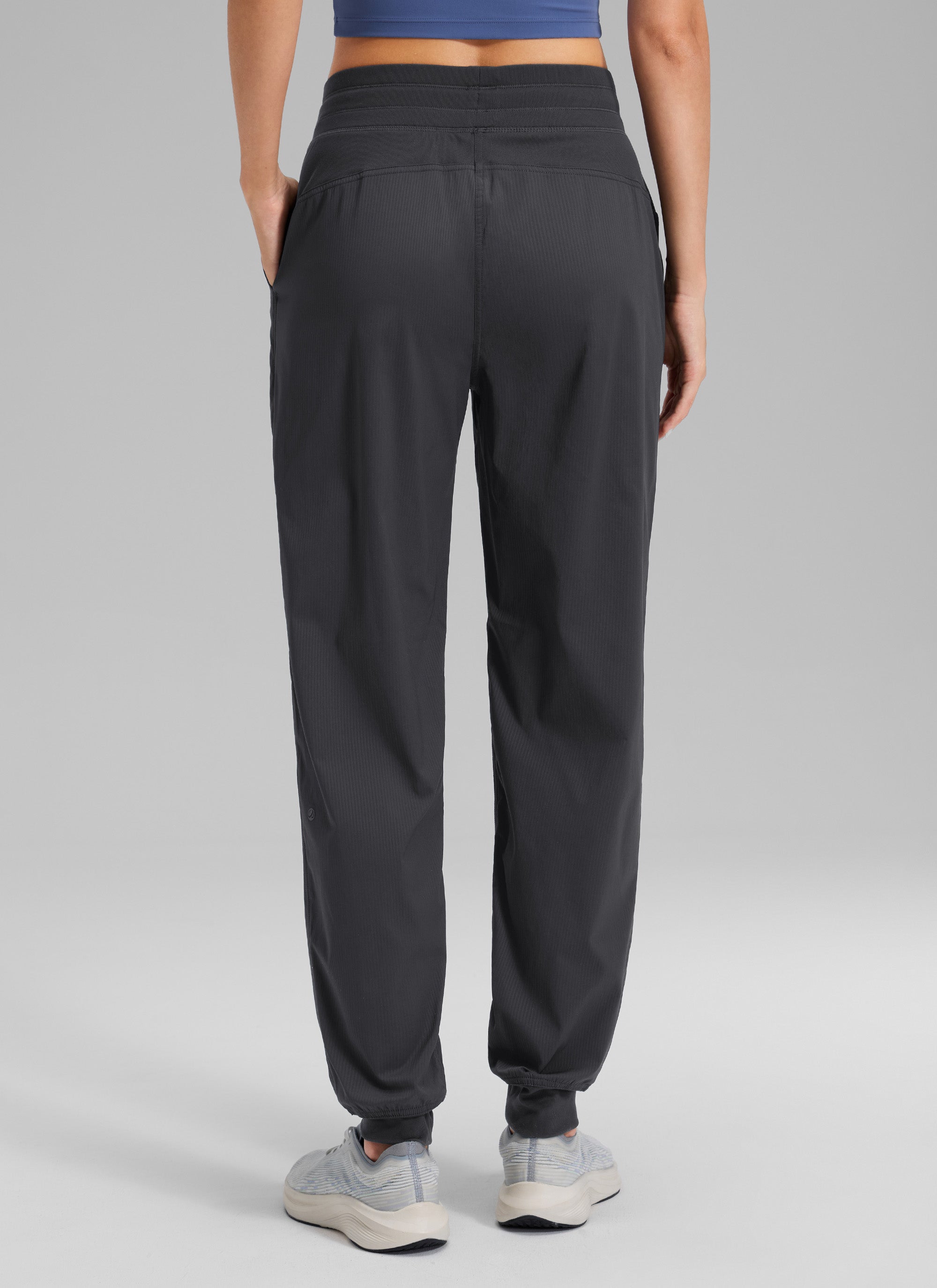 CRZ YOGA Women's Casual High Rise Drawstring Pocket Ruched Jogger 30'' Ink Gray