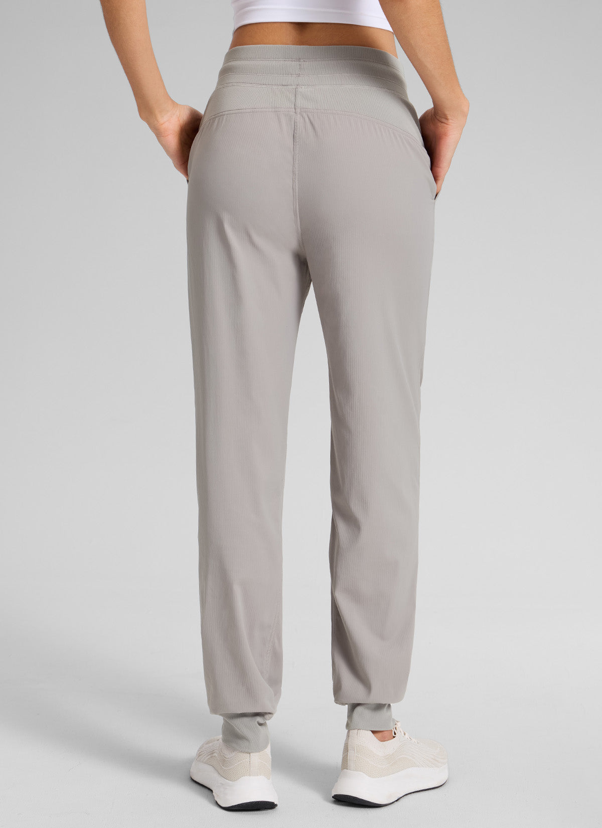 CRZ YOGA Women's Casual High Rise Drawstring Pocket Ruched Jogger 30'' Dark Chrome