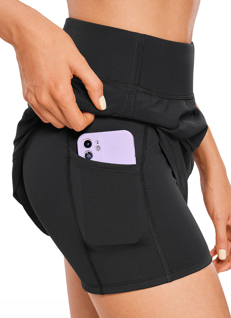 CRZ YOGA Women's Tennis Skort Feathery-Fit High Rise Tennis Skirt 14'' Black