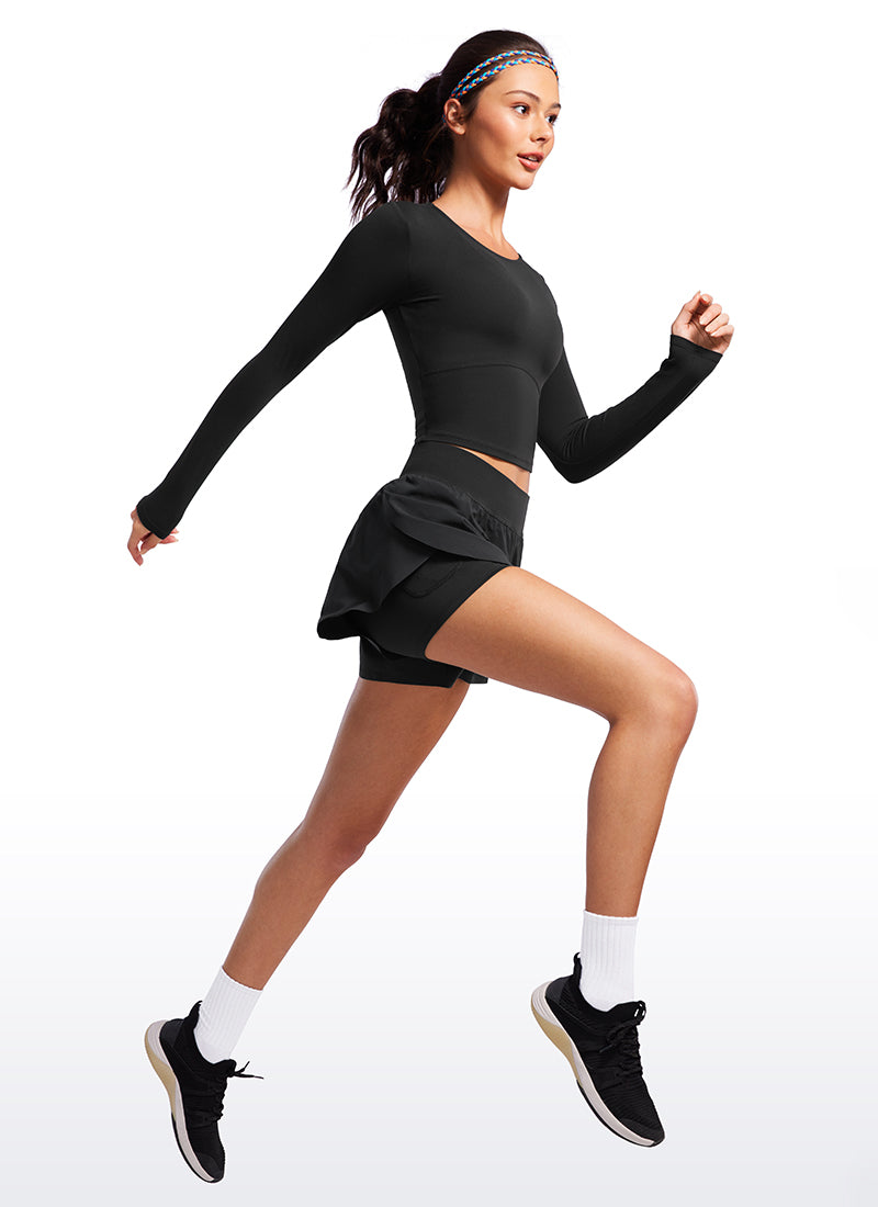 CRZ YOGA Women's Running High Waisted Dolphin Shorts 3'' Lined Shorts Black