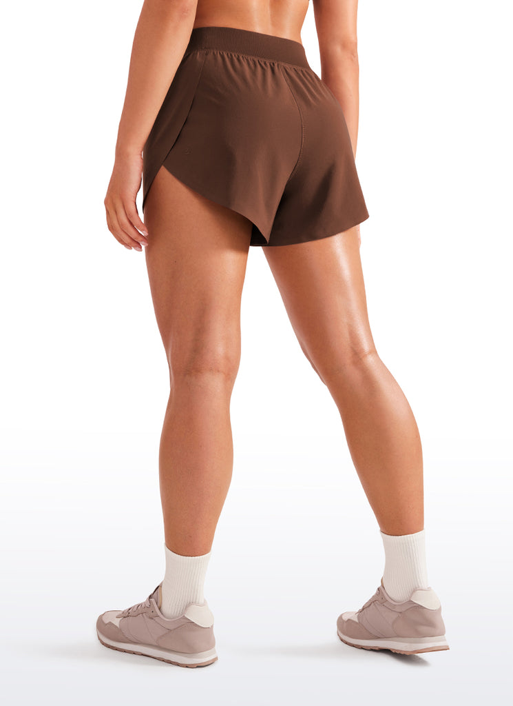 CRZ YOGA Women's Running High Waisted Mesh Lined Shorts Workout Shorts Madagascar Blue