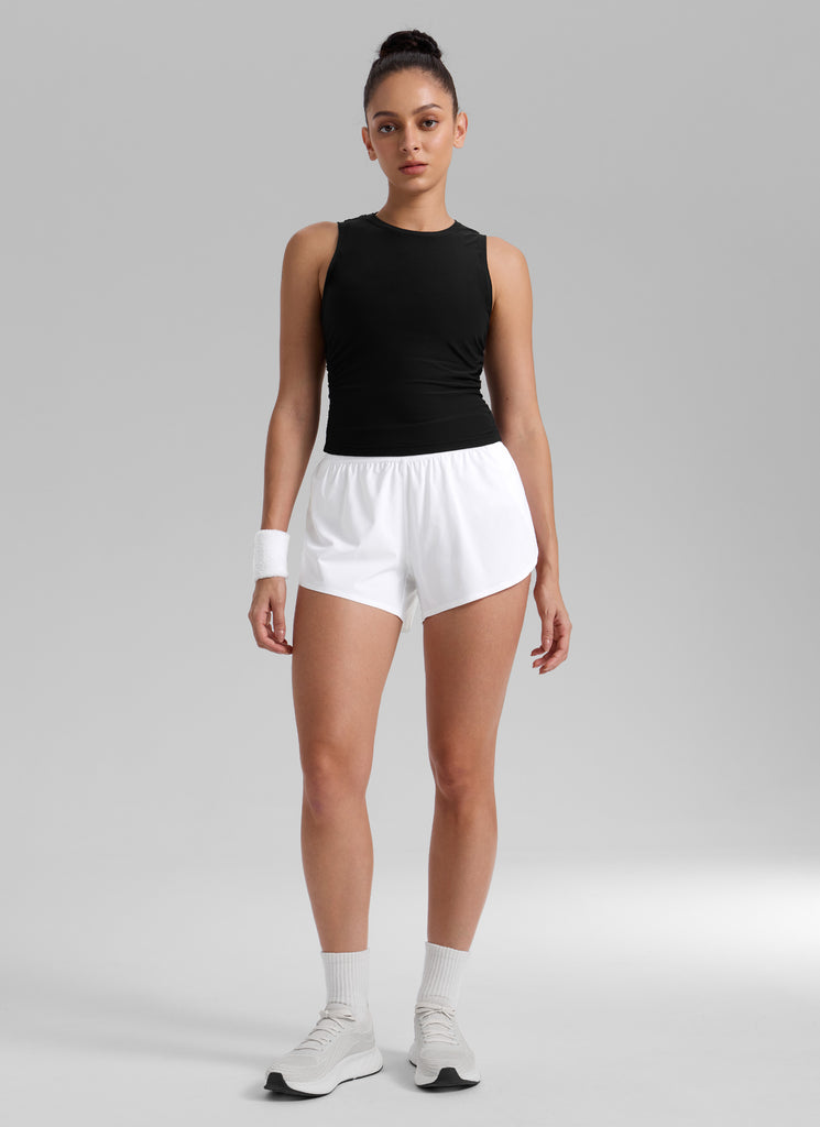 CRZ YOGA Women's Running High Waisted Mesh Lined Shorts Workout Shorts Grey Sage