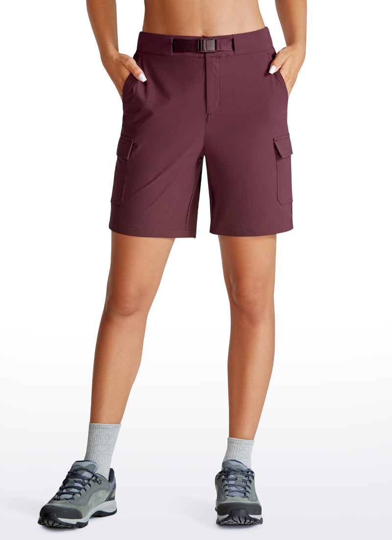 CRZ YOGA Women's Cargo Mid-Rise Hiking Shorts with Belt Loops 7