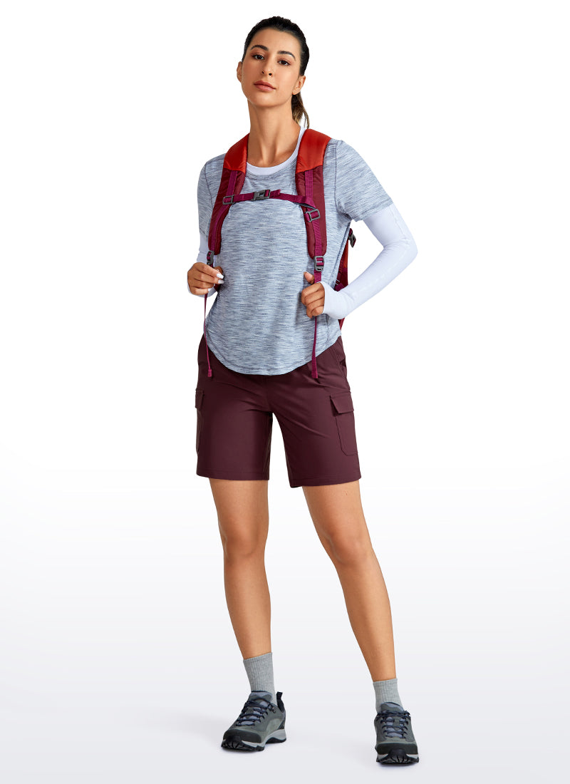 CRZ YOGA Women's Cargo Mid-Rise Hiking Shorts with Belt Loops 7