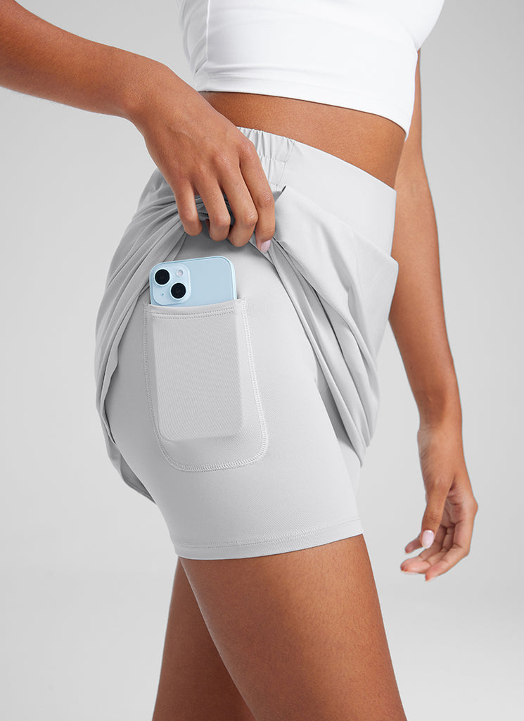 CRZ YOGA Women A Line Athletic Golf Skirts for 18'' High Waisted Platinum Grey