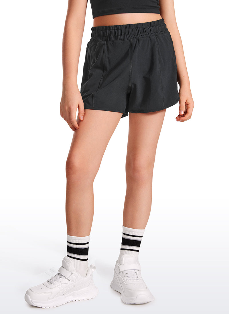 CRZ YOGA Girl's Running Feathery-Fit Soft Low Rise Lined Shorts Black