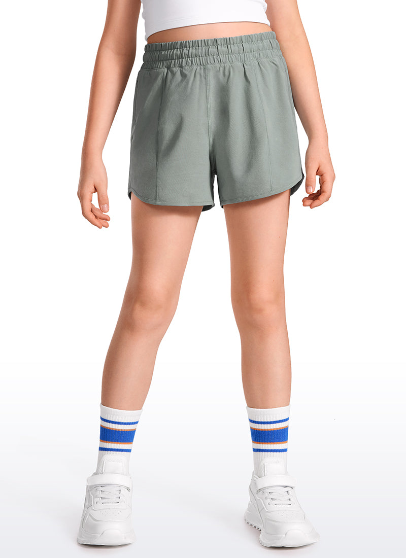 CRZ YOGA Girl's Running Feathery-Fit Soft Low Rise Lined Shorts Sterling