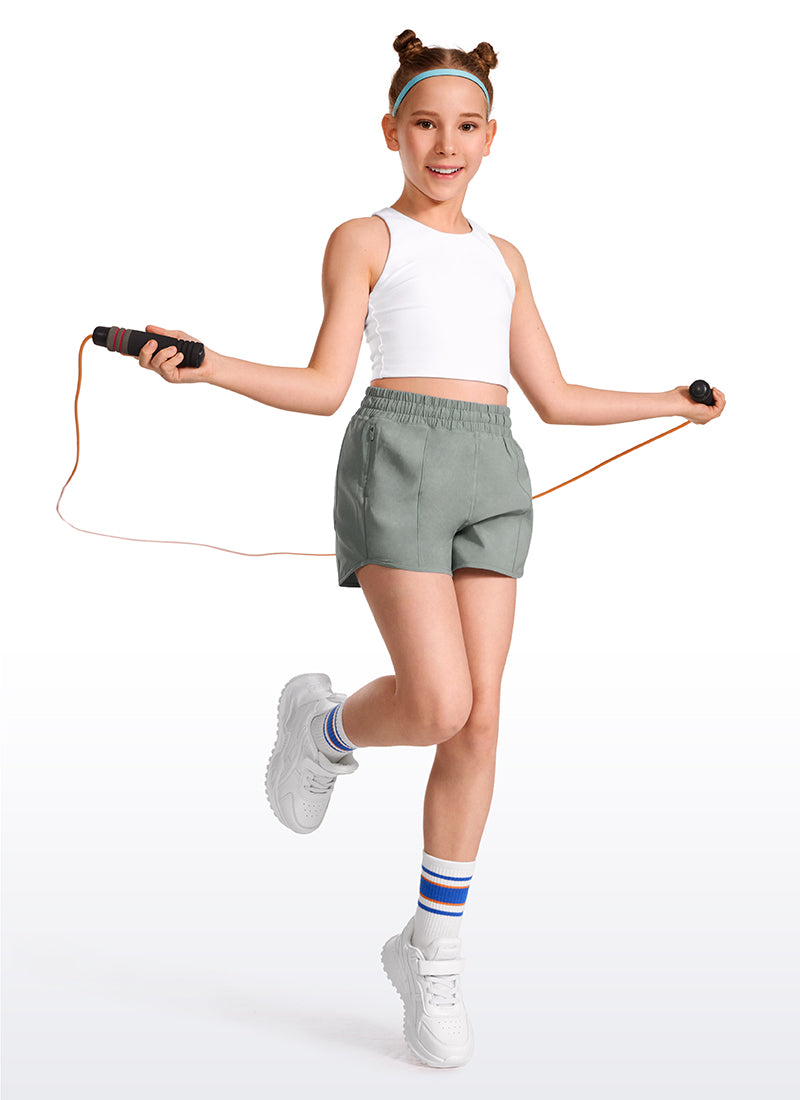 CRZ YOGA Girl's Running Feathery-Fit Soft Low Rise Lined Shorts Sterling