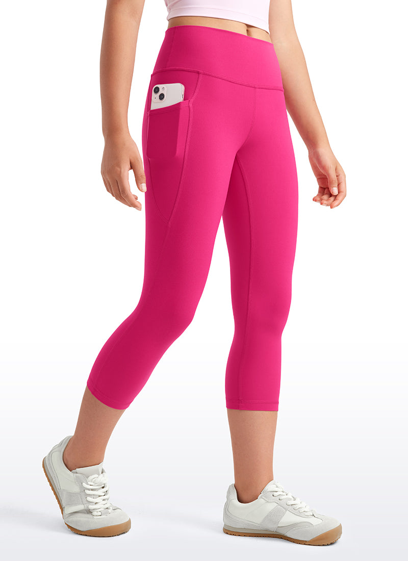 CRZ YOGA Girls Butterluxe Athletic Capri Leggings with Pockets Granita Pink