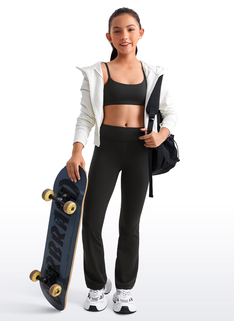 CRZ YOGA Girls Butterluxe Adjustable Spaghetti Strap Scoop Neck Bra Black