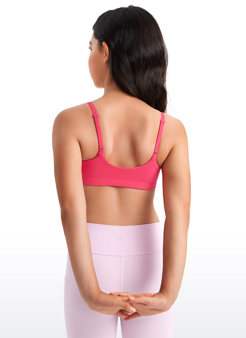 CRZ YOGA Girls Butterluxe Adjustable Spaghetti Strap Scoop Neck Bra White
