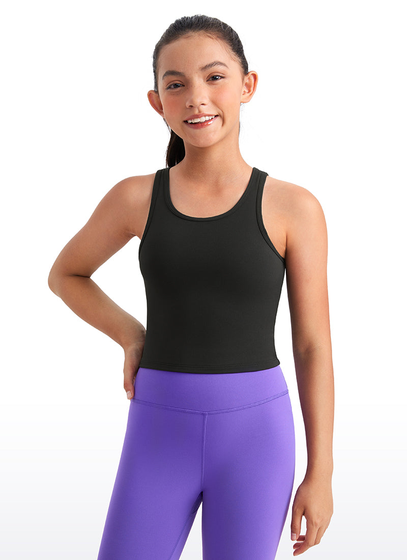 CRZ YOGA girl's Active Butterluxe Tight Fit Tank Tops Racerback Granita Pink