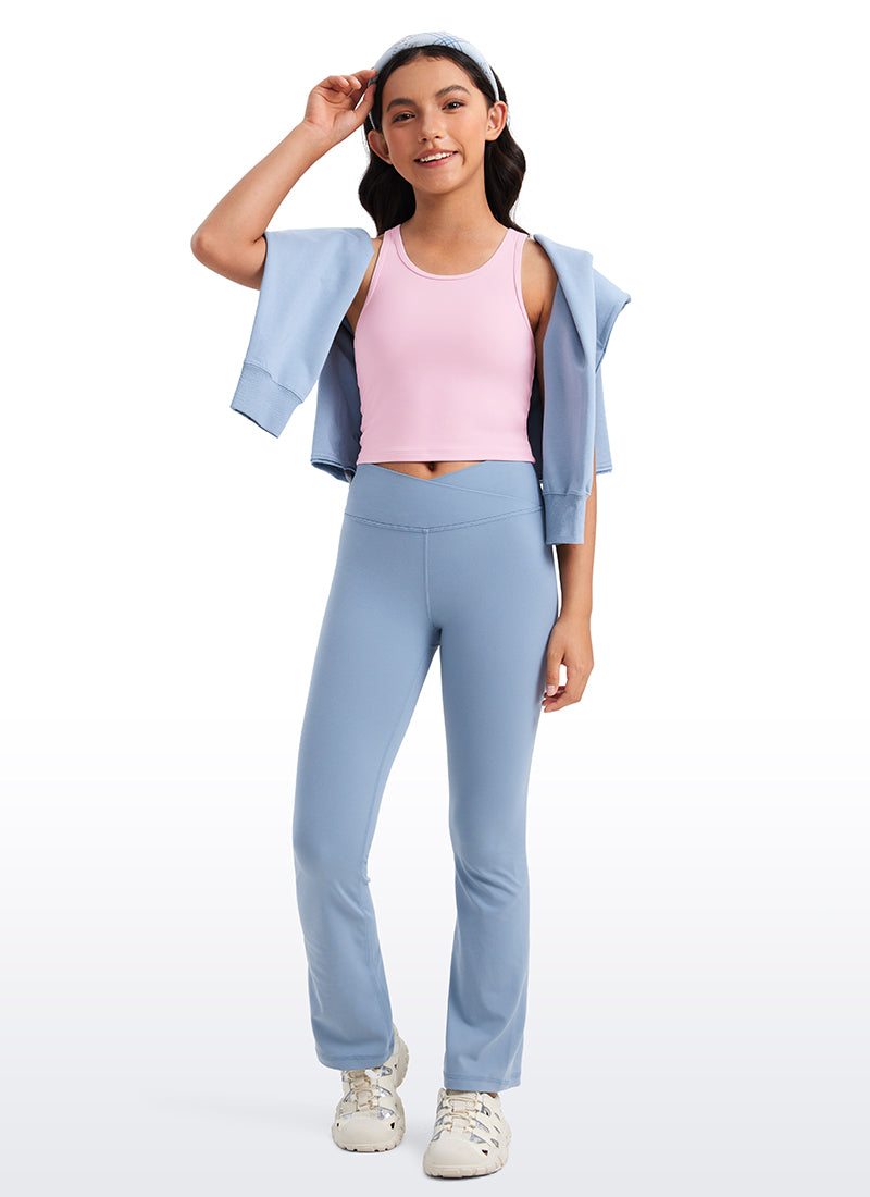 CRZ YOGA girl's Active Butterluxe Tight Fit Tank Tops Racerback White