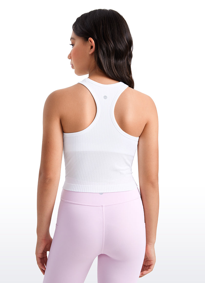 CRZ YOGA girl's Active Sports Butterluxe Racerback Tank Top White