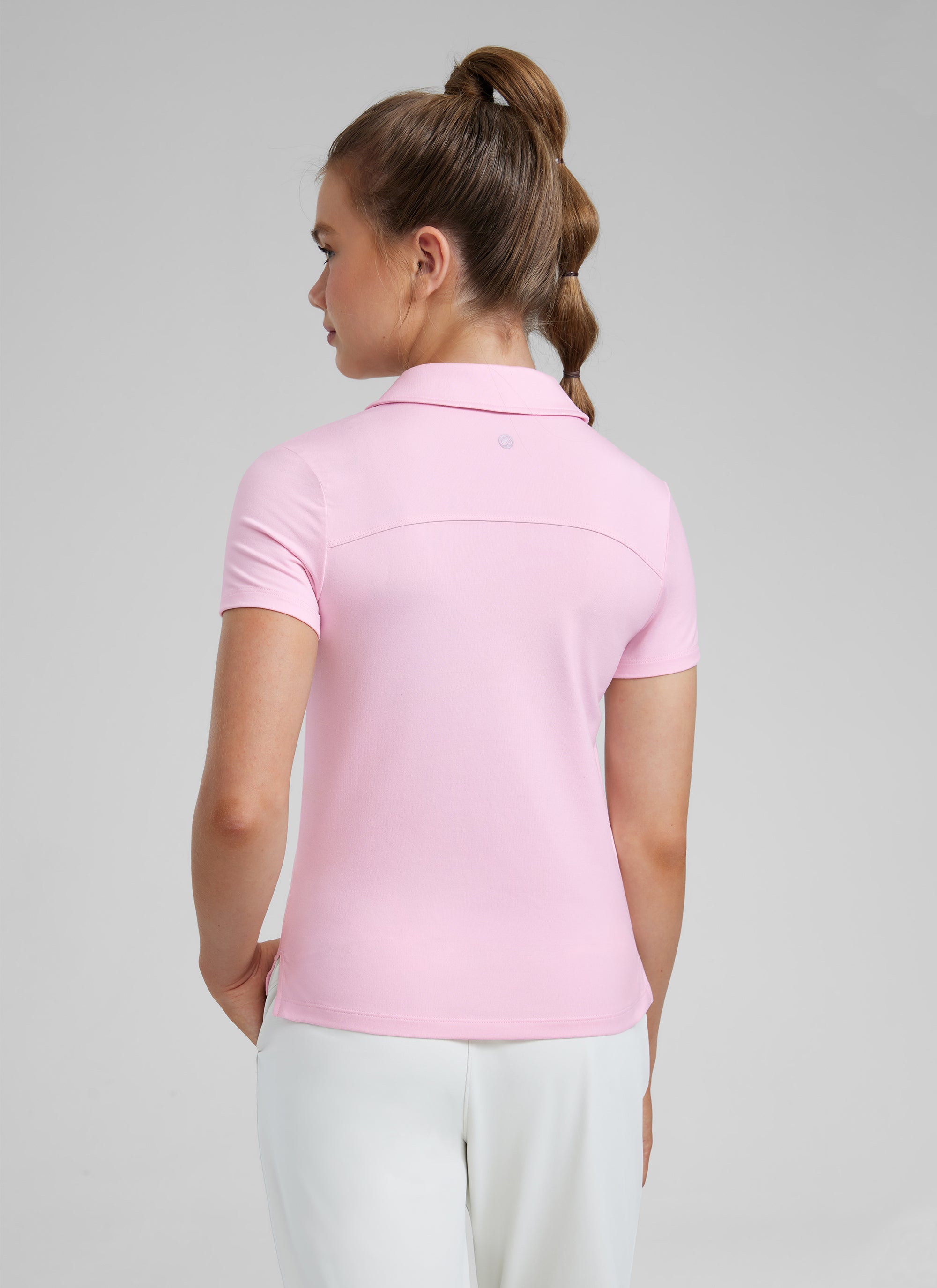 CRZ YOGA Girls Cloud Jersey Short Sleeve Polo Shirts Strawberry Pink