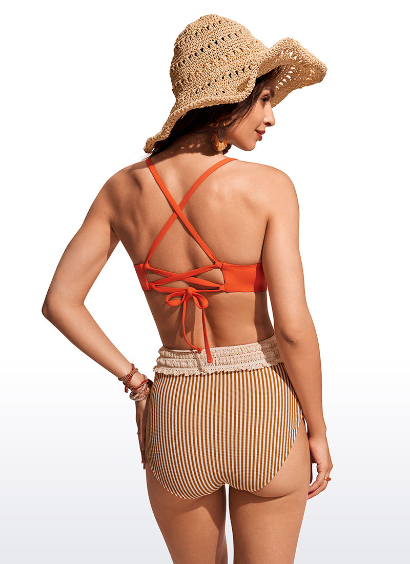 Sunshine Lace Up Strappy Bikini Top