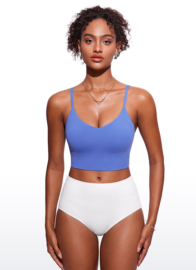 CRZ YOGA Women's Swimwear Tops Sunshine Bikini Top Adjustable Strap Hibiscus Purple