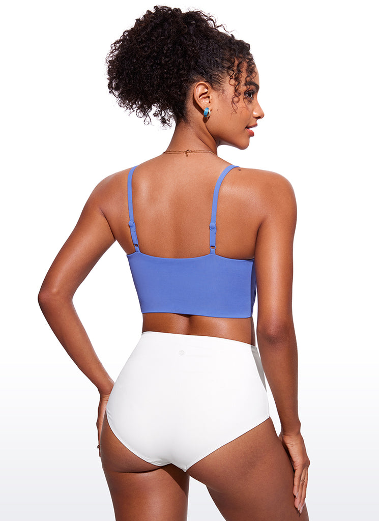 CRZ YOGA Women's Swimwear Tops Sunshine Bikini Top Adjustable Strap Hibiscus Purple