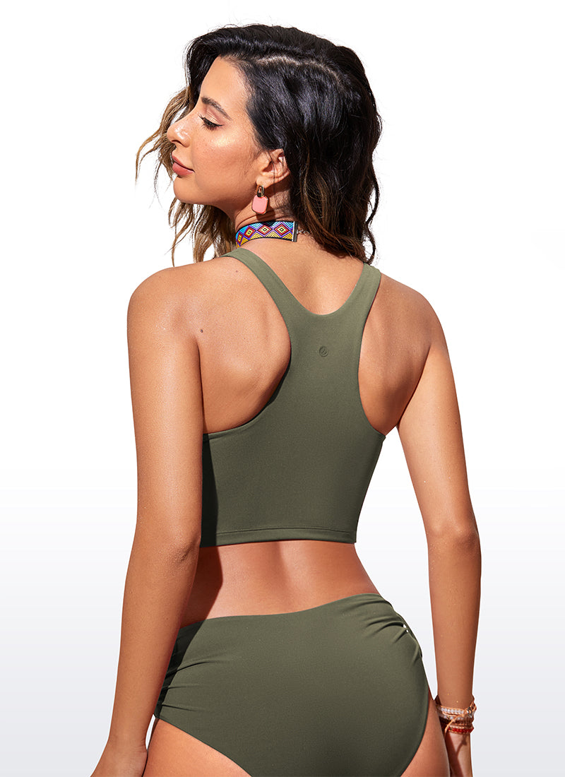 CRZ YOGA Women's Swimwear Tops Sunshine Bikini Top Racerback Dark Olive