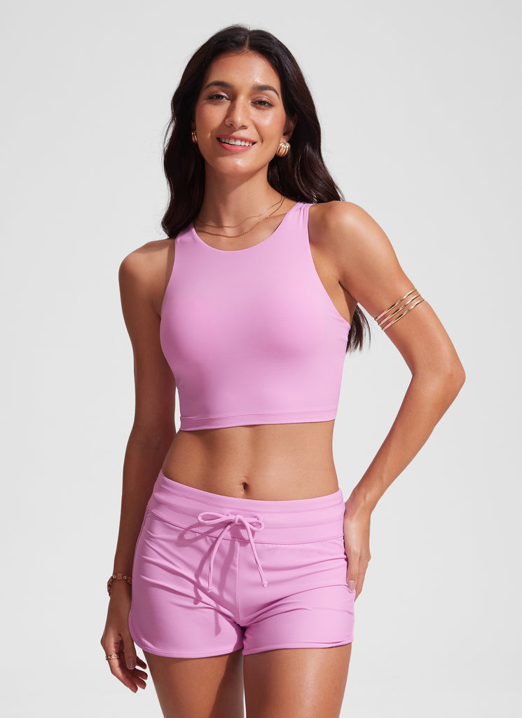 CRZ YOGA Women's Swimwear Tops Sunshine Bikini Top Racerback Waves Blue