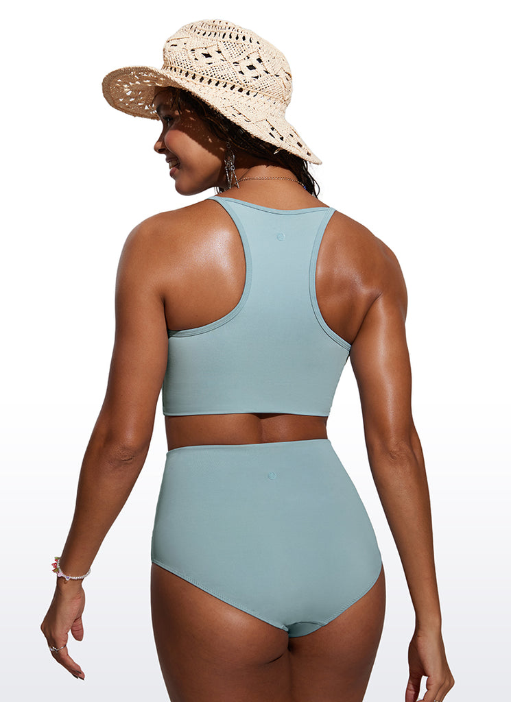 CRZ YOGA Women's Swimwear Tops Sunshine Bikini Top High Neck Fuchsia