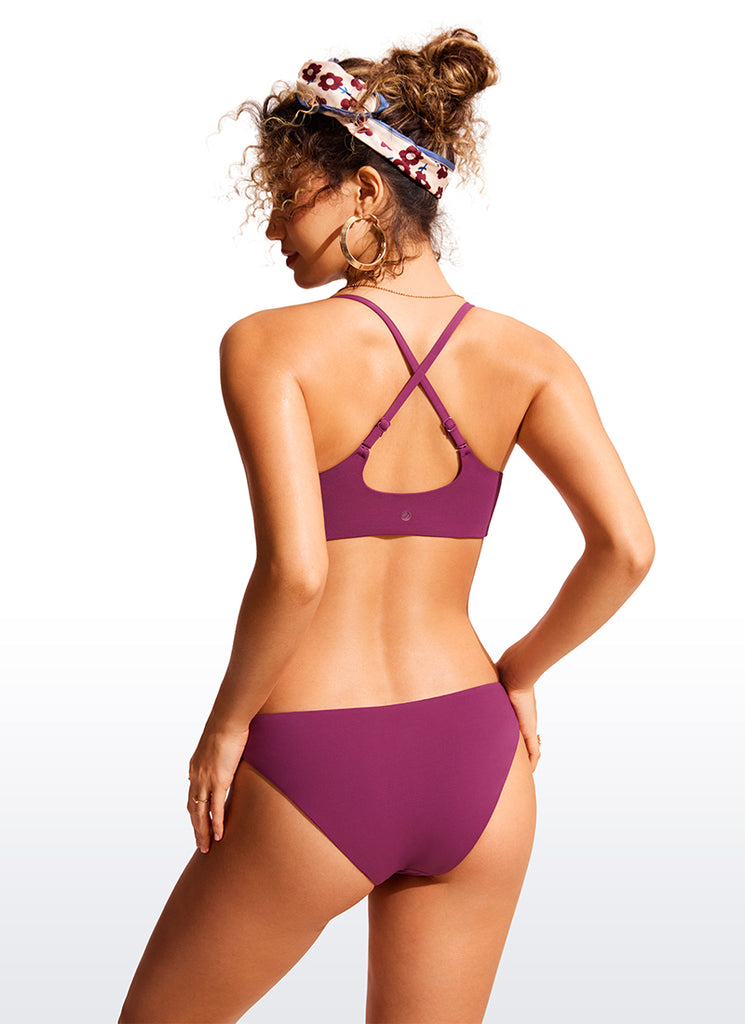 CRZ YOGA Women's Swimwear Tops Bikini Top Adjustable Strap Black