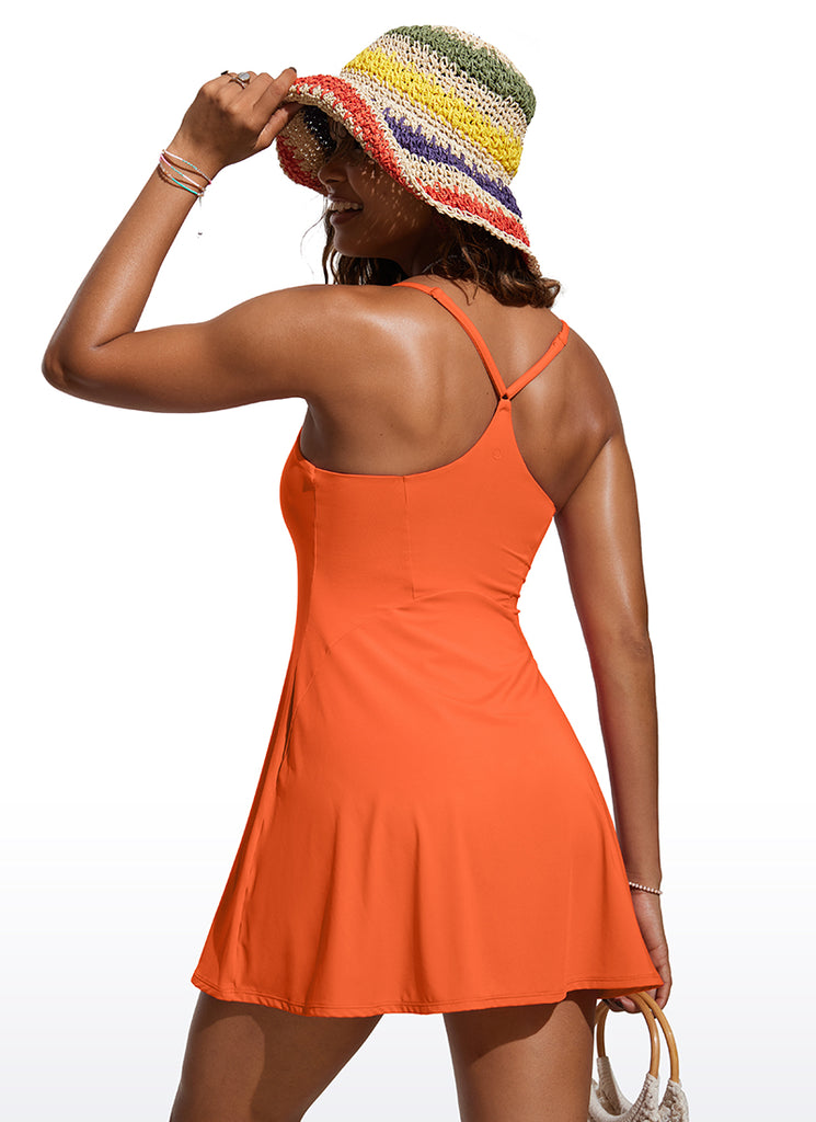 CRZ YOGA Women's Swimwear Sunshine One Piece Swimsuit Y-Back Straps Coral