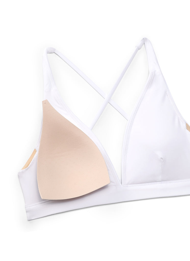 CRZ YOGA Women's Swimwear Sunshine V Neck Bikini Tops Criss Cross Back White