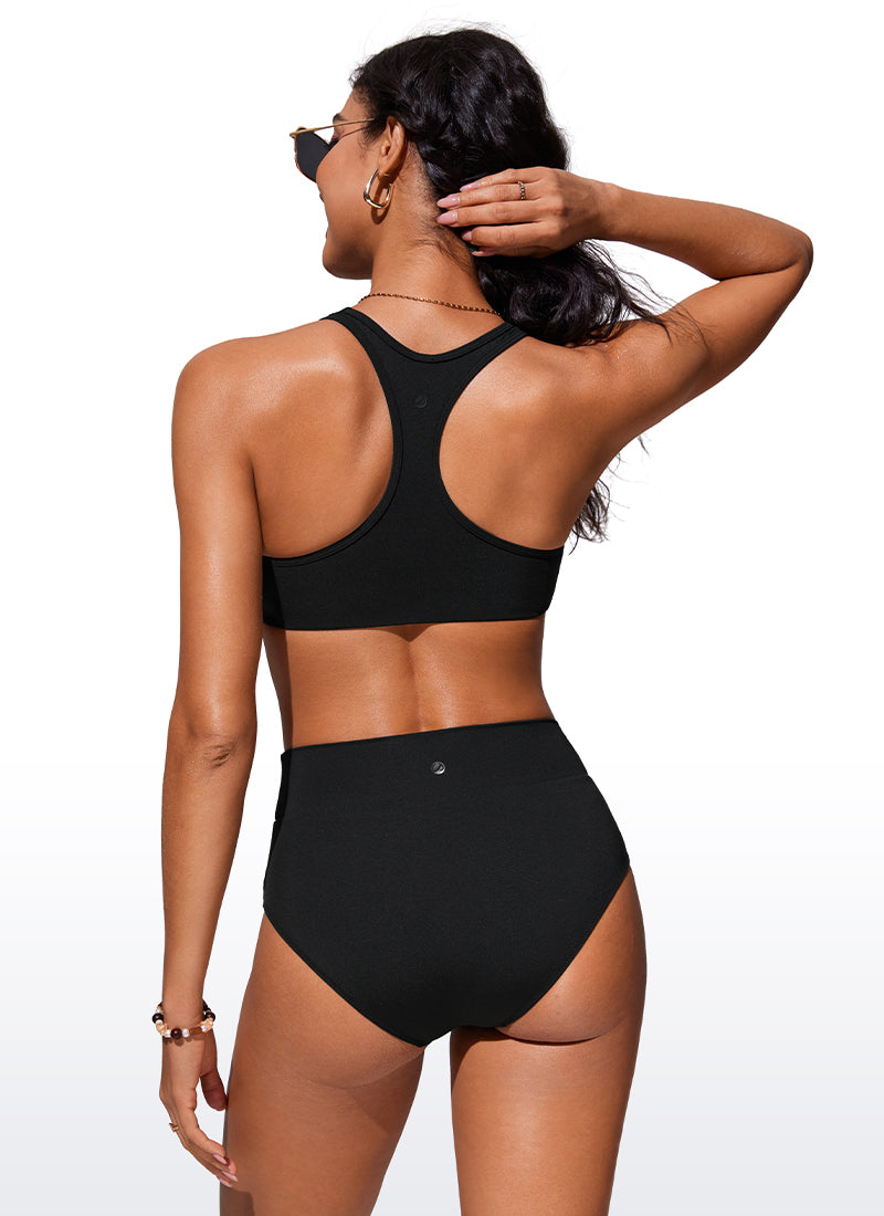 CRZ YOGA Women's Swimwear U Neck Bikini Tops Racerback Granita Pink