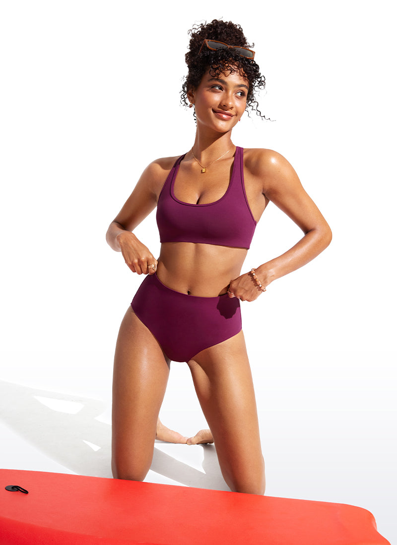 CRZ YOGA Women's Swimwear U Neck Bikini Tops Racerback Insignia Blue