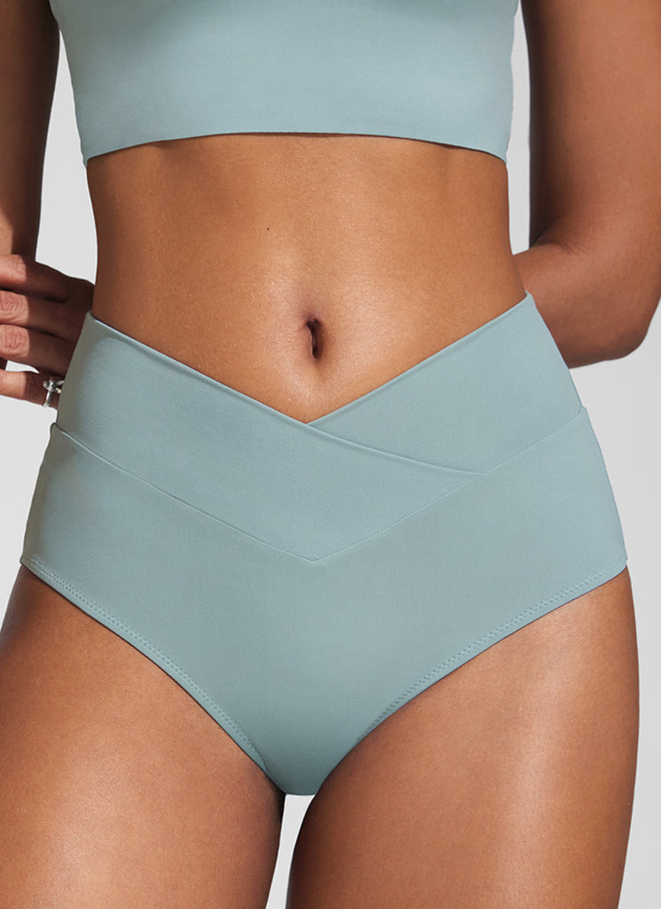 CRZ YOGA Women's Swim V Cross Waist Bikini Bottom Insignia Blue