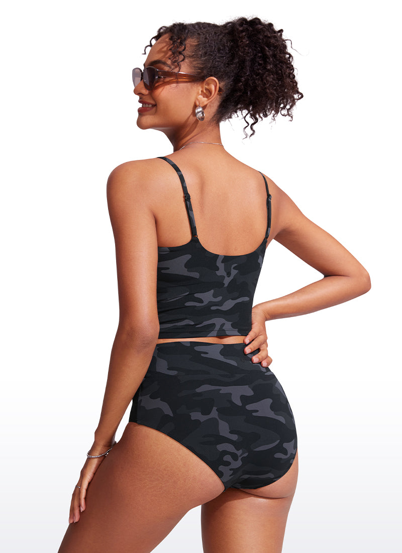 CRZ YOGA Women's Sunshine Bikini Tops U Back Longline Adjustable Straps Black