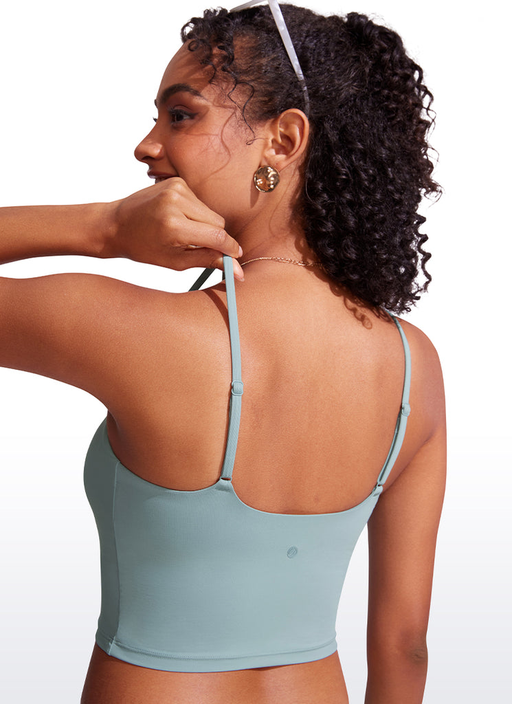 CRZ YOGA Women's Sunshine Bikini Tops U Back Longline Adjustable Straps White