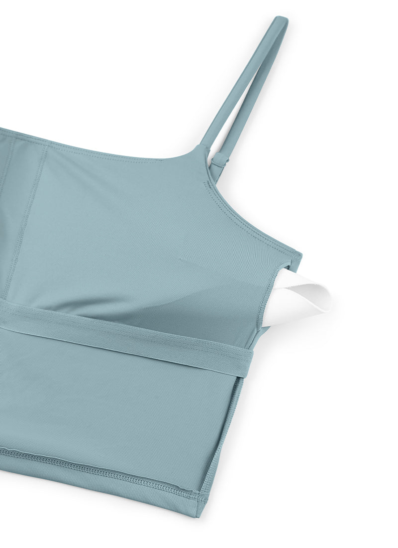 CRZ YOGA Women's Sunshine Bikini Tops U Back Longline Adjustable Straps White