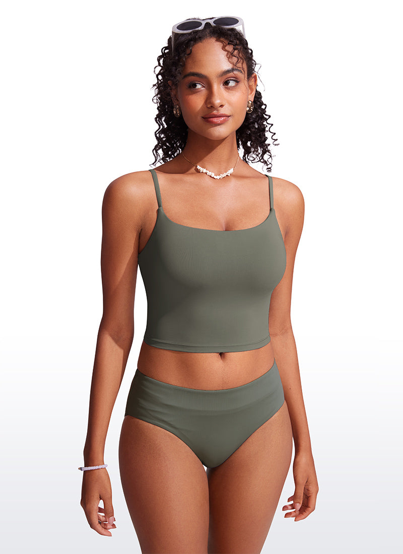 CRZ YOGA Women's Sunshine Bikini Tops U Back Longline Adjustable Straps Light grayish blue