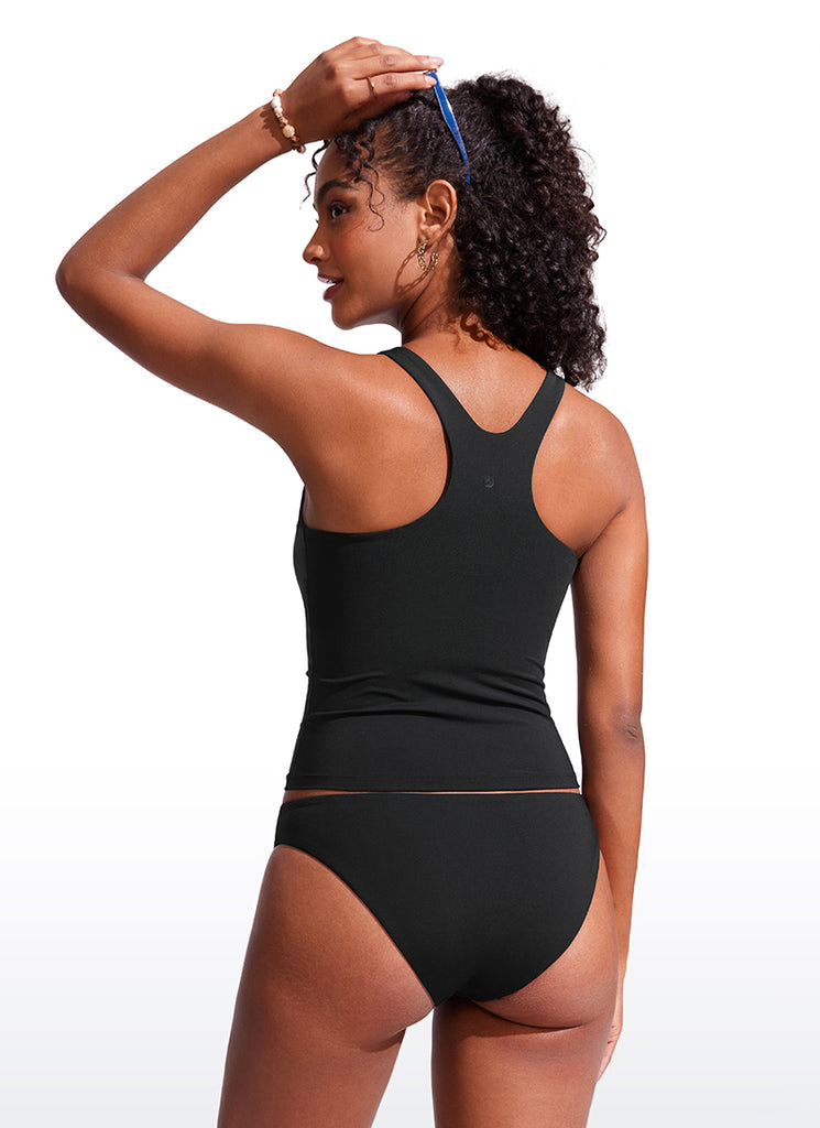 CRZ YOGA Women Racerback High Neck Tankini Tops Sporty Tank Black